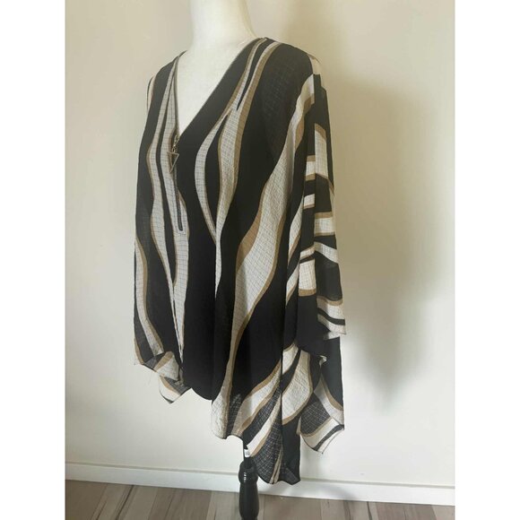 JOSEPH RIBKOFF Top Size 14 Black/Beige/Cream Attached Tank Style 203651 - Picture 8 of 10